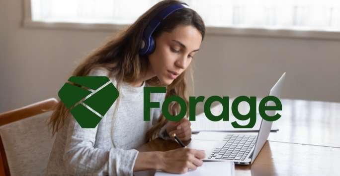Student researching Careers, Forage logo